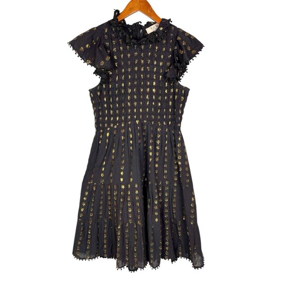 SEA NEW YORK Women's Black Gold Fleck Laura Cap Sleeve Dress NWT Size 4 - Picture 1 of 6
